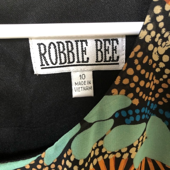 NWT Robbie Bee Tribal Blue Tan 3/4 Sleeve Mini Dress 10 Boho Bohemian - Picture 3 of 10